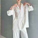 French Lace Panelled Cut-out Shirt