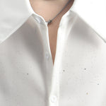 Sequined Casual Loose Peak Collar Shirt