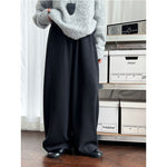 High-waisted Elasticated Casual Straight Trousers