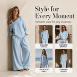 Women's Off-Shoulder Top & Wide Leg Trouser Set