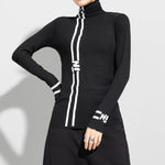 High-neck Printed Long-sleeved Slim-fit Shirt