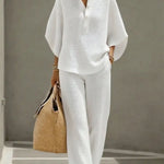 Women's Waffle Top & Trouser Set