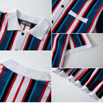 KZZ Men's Summer Casual Knitted Cardigan-Style Polo Shirt — Short Sleeve, Turn-down Collar, Striped