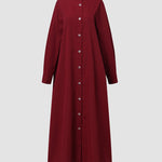 Zeagoo Women's Casual Loose Shirt Dresses Plain Color Stand Up Collar Long Sleeved Cardigan