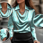 Women's Elegant Long Sleeve Satin Blouse