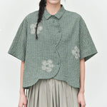 Women's Floral-patterned Curved Hem Shirt
