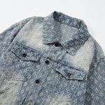 KZZ Men's two-piece jacquard denim suit
