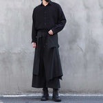 Loose Elastic Waist Wide Leg Fake Two Piece Culottes