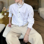 French Diamond Sequin Ruffle Patchwork Shirt