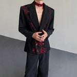Vintage 3D Rose Velvet Jewel Tie-Strap Blazer