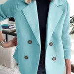 Lapel Button-Down Knit Sleeve Casual Jacket