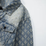 KZZ Men's two-piece jacquard denim suit