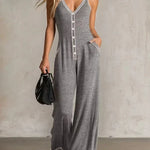 Women's Contrast Strap Wide Leg Jumpsuit