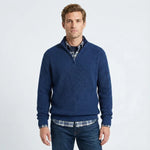 Men's Textured Button Neck Jumper