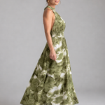 Olivia | Gathered Waist Abstract Print Midi Dress