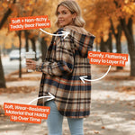 Women's Plaid Fleece Lined Hooded Jacket