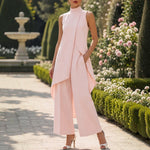 Sara | Elegant Jumpsuit with Draped High Neck Top