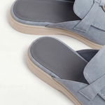 Mediterraneo | Mocassino Aperto Camoscio — Azzurro