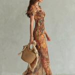 Ciel | Robe Midi Froncée à Manches Volantes