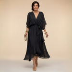 Valérie | Robe midi fluide cache-cœur