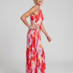 Taya | One Shoulder Pleated Bodice Midi Dress
