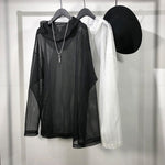 Loose-Fit Mesh Cutout Hoodie