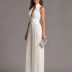 Zakira | Pleated Halter Neck Wide Leg Jumpsuit
