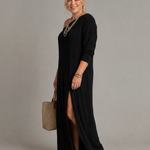 Asterelle | One Shoulder Side Slit Flowing Midi Dress