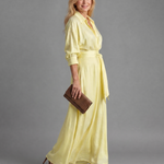 Zelith | Belted Collared Flowing Long Sleeve Midi Dress