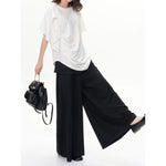 Women's Asymmetric Pleated Hem Draped T-shirt