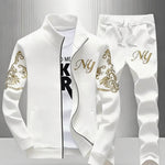 KZZ Men's Stylish Stand-Collar Sports Set