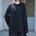 Pure Black Versatile Loose Long Sleeves