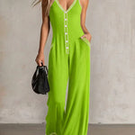 Women's Contrast Strap Wide Leg Jumpsuit