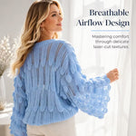 Women's Leaf Pattern Open Knit Jumper