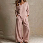 Women's Off-Shoulder Top & Wide Leg Trouser Set