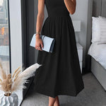 Spaghetti Strap Waisted A-line Midi Dress