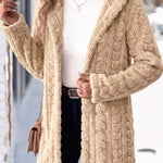 Women's Velvety Longline Hooded Coat