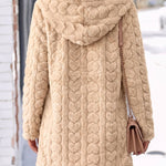 Women's Velvety Longline Hooded Coat
