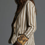 Susana | Bohemian Striped Blazer with Printed Collar