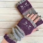 Women's Cat Knitted Fingerless Gloves