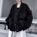 V-neck Loose-fitting Knitted Cardigan