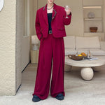 Irregular Button-decorated Suit Jacket Wide-leg Trousers Two-piece Suit
