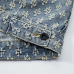 KZZ Men's two-piece jacquard denim suit