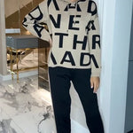 Women's Letter Print Hoodie & Trouser Set