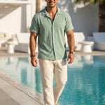 KZZ Men's Casual Short-Sleeve Shirt