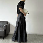 Pleated Lace-up Vintage Skirt