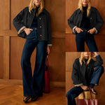 Women's Checked-Lining Short Trench Jacket