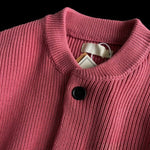 Heavyweight Cotton Crewneck Button Up Knitted Cardigan