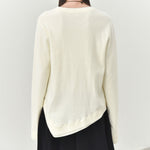 Women's Color-blocked Patchwork Faux Two-piece Pointed Hem Thin Sweater