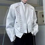 Retro Dark Stand-up Collar Zip-up Jacket